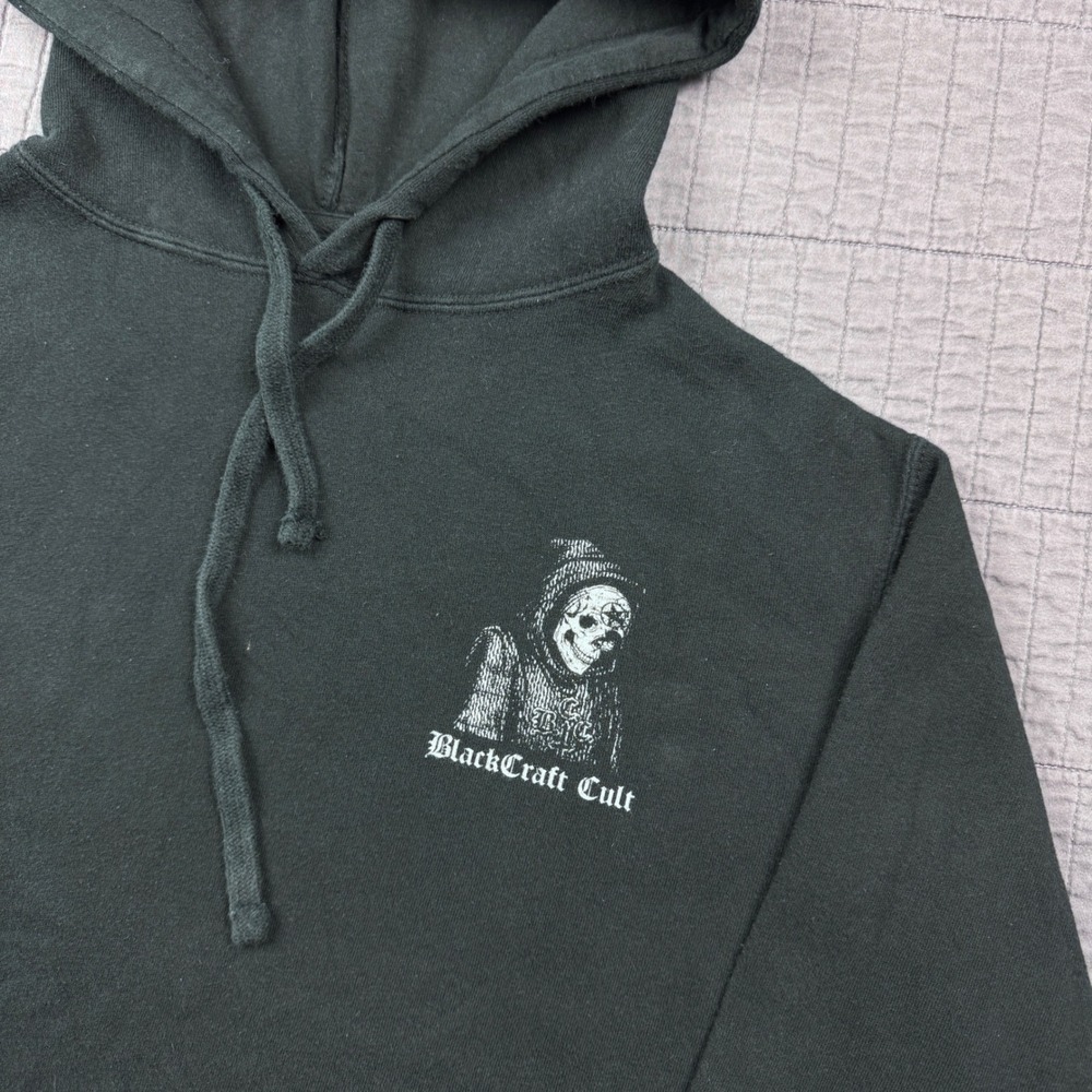BlackCraft Mens Small Cult Haunting Stories Skeleton Graphic Hoodie Black Grunge - Picture 4 of 13